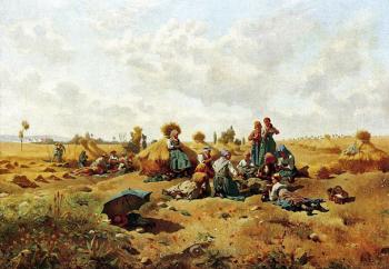 Daniel Ridgway Knight : Peasants Lunching in a Field